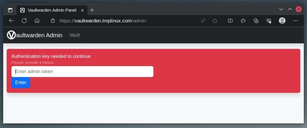 Vaultwarden Administration GUI.