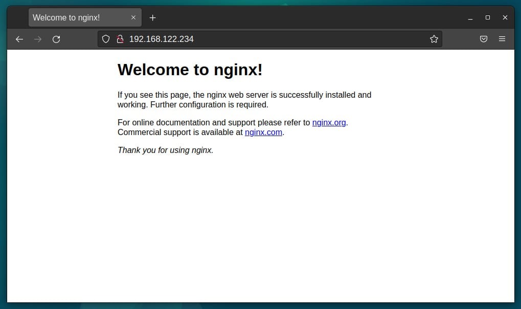 Nginx's default welcome page.