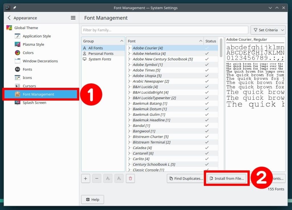 KDE’s Fonts Manager
