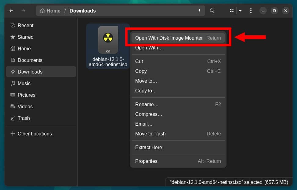 Mount ISO files using GNOME’s File app.