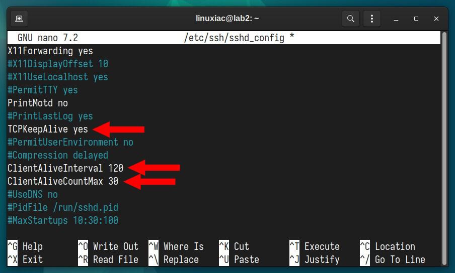 Change the keepalive settings on the SSH server.