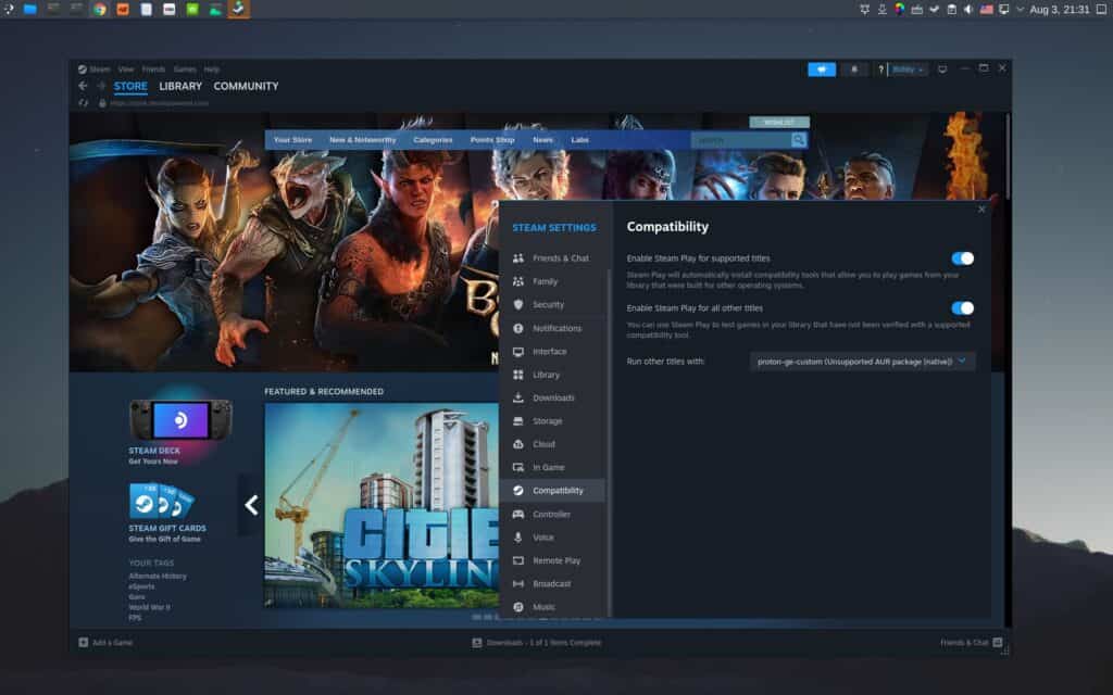 Valve's Steam client runs on Linux.