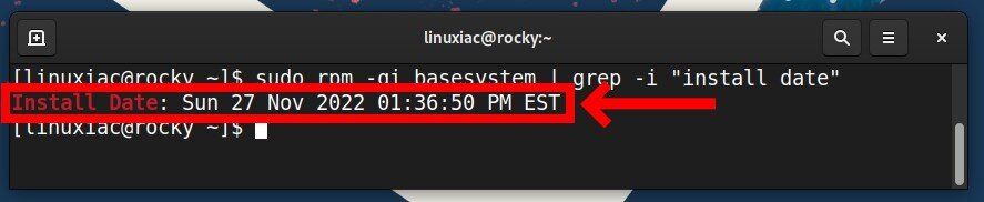 Find the exact OS's installation date and time on Fedora / RHEL / Rocky Linux / AlmaLinux / Oracle Linux.