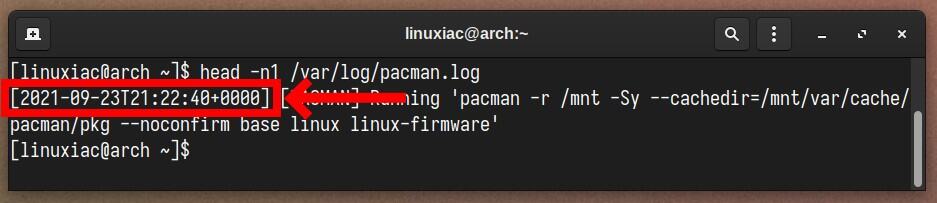 Find the exact OS's installation date and time on Arch Linux / Manjaro / EndeavourOS.