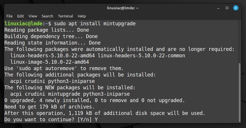 Install the mintupgrade package.