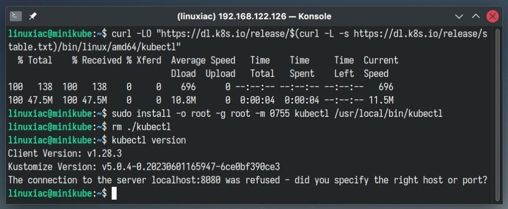 Installing kubectl command.