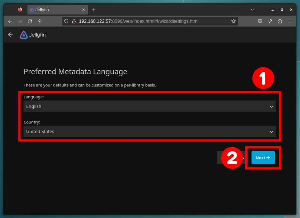 Choose the preferred metadata language.