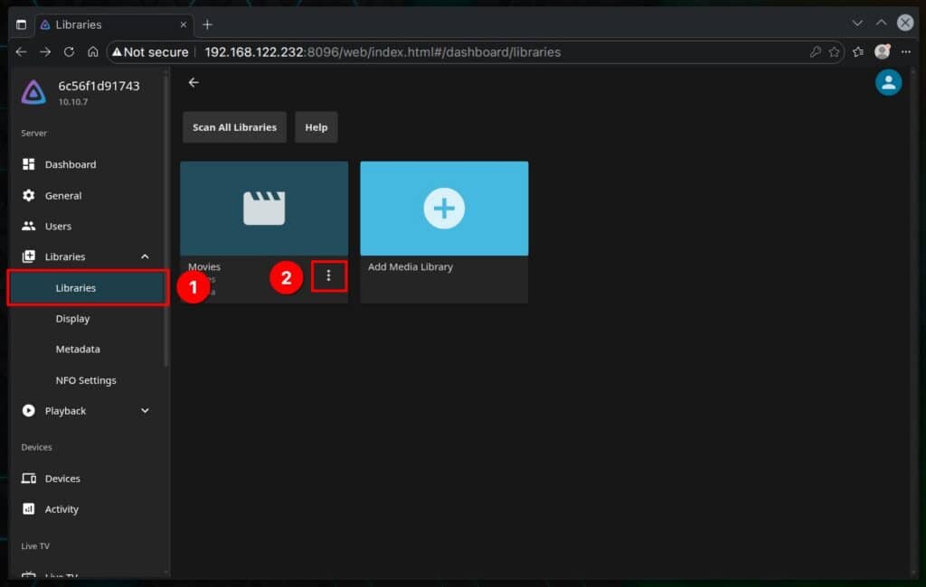Add, edit, and remove media libraries.