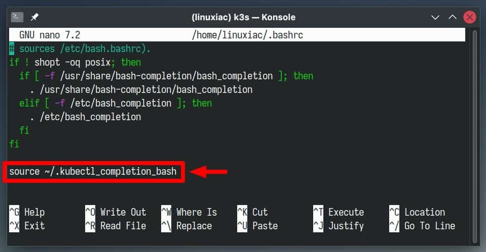 Enable the kubectl command auto-completion.