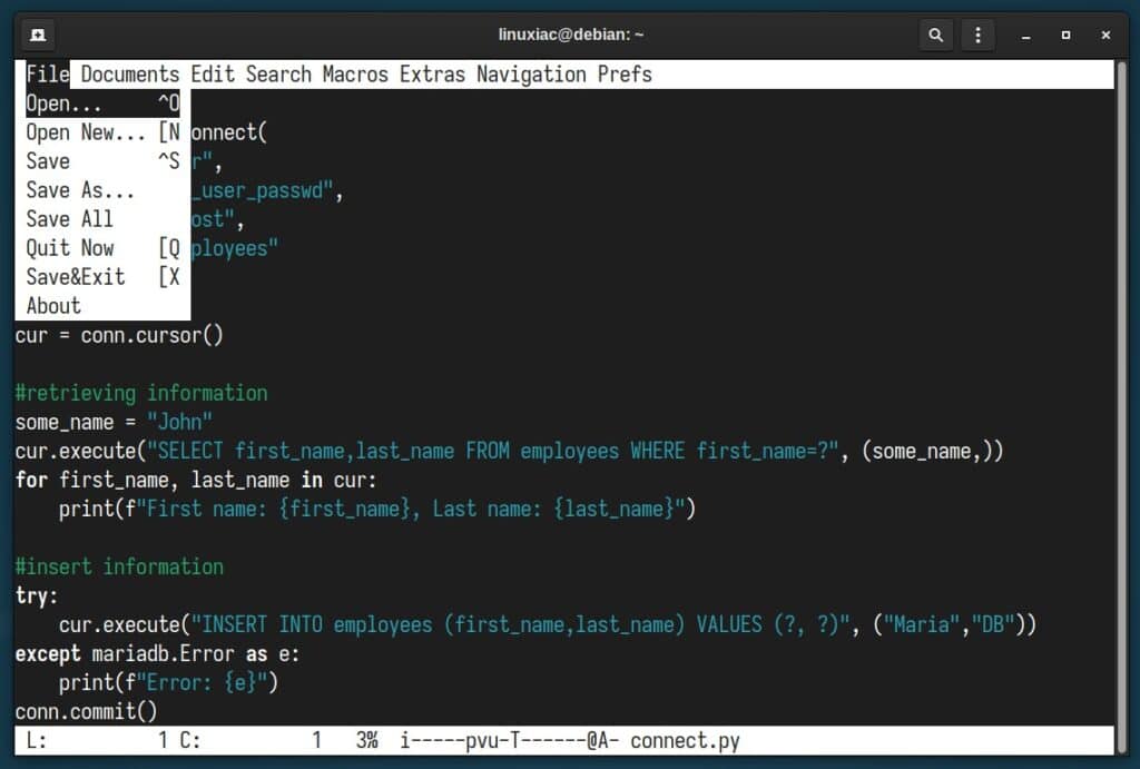 Ne (Nice Editor) Text Editor