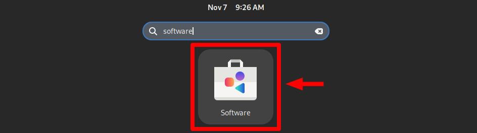 Start the Software app on Fedora.
