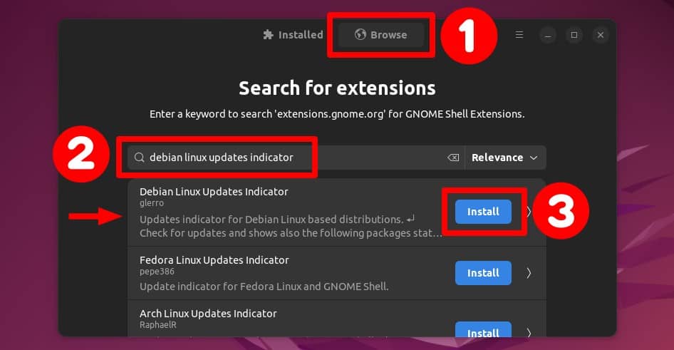 Install Linux Updates Indicator GNOME’s extension on Debian / Ubuntu.