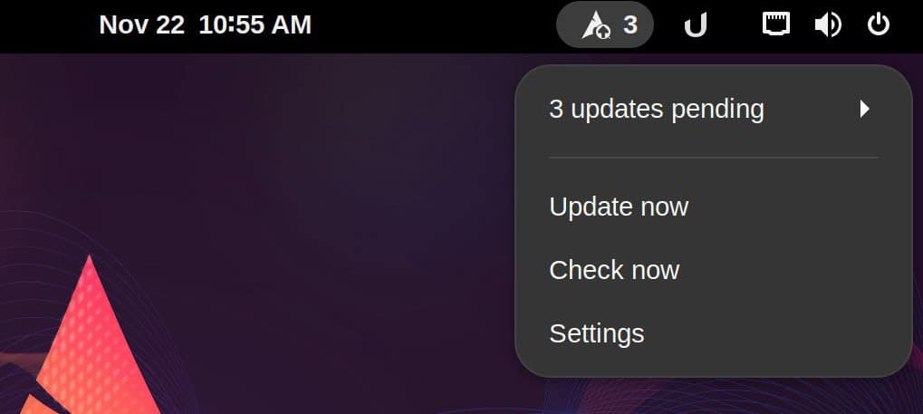 Arch Linux Updates Indicator GNOME’s extension.