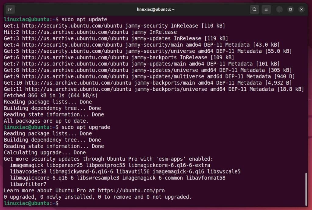 Make sure your Ubuntu 22.04 system is fully up to date.