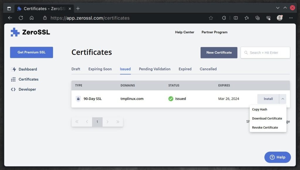 Managing SSL certificates.