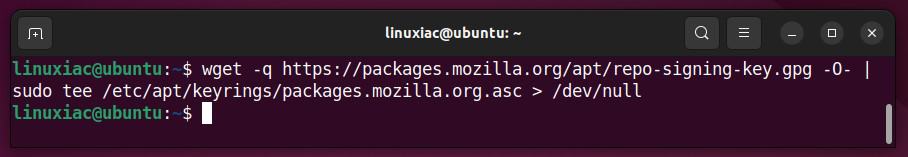 Import the Mozilla APT repository signing key.