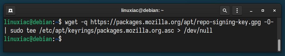 Download the Mozilla repo's key.