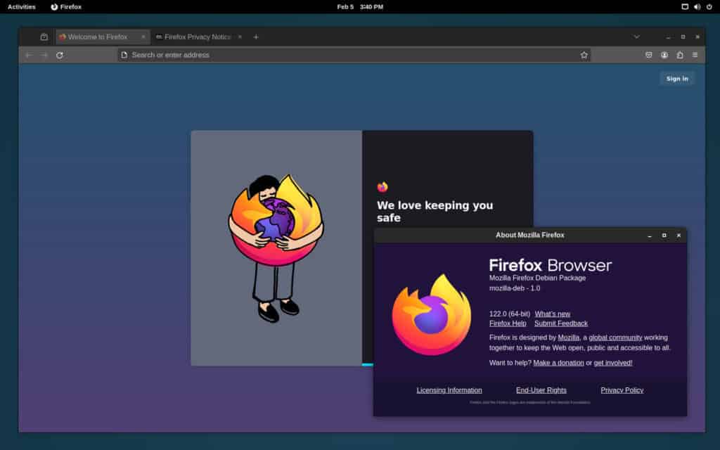 The latest Firefox runs оn Debian 12.