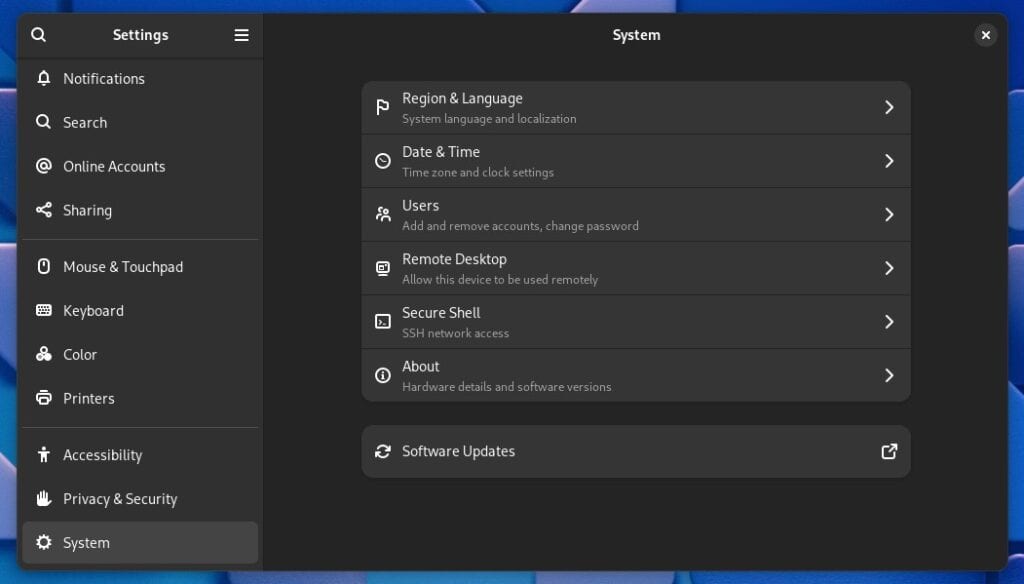 GNOME 46 new System Settings