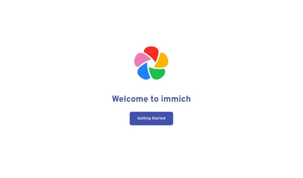 Immich welcome screen