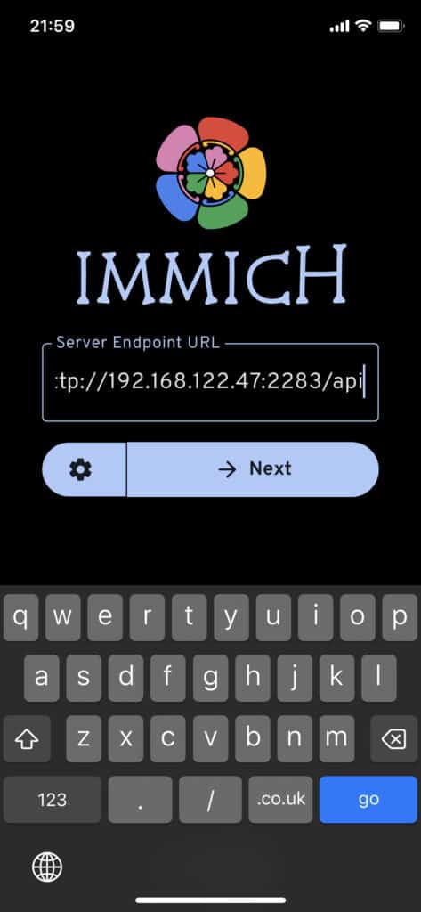 Immich server URL