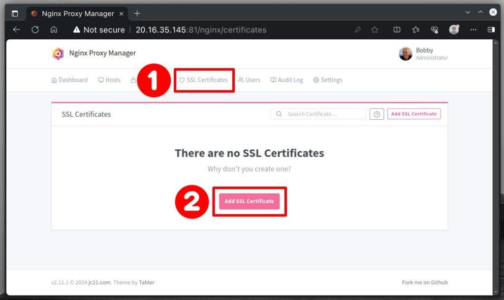 Issuance of SSL certificate.