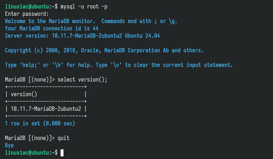 Testing MariaDB Installation.