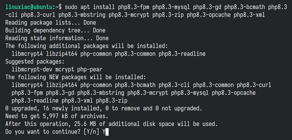 Installing PHP 8.3 on Ubuntu 24.04 LTS.