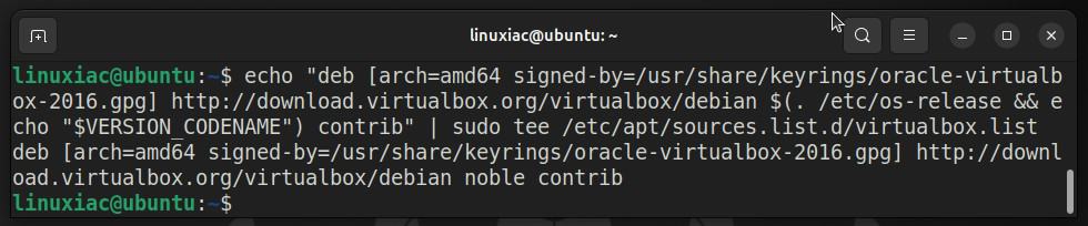 Add VirtualBox Repository for Ubuntu 24.04 LTS.