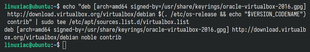 Add VirtualBox Repository for Ubuntu 24.04 LTS.