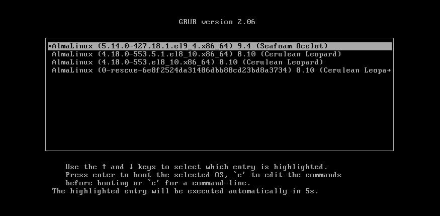 GRUB bootloader.