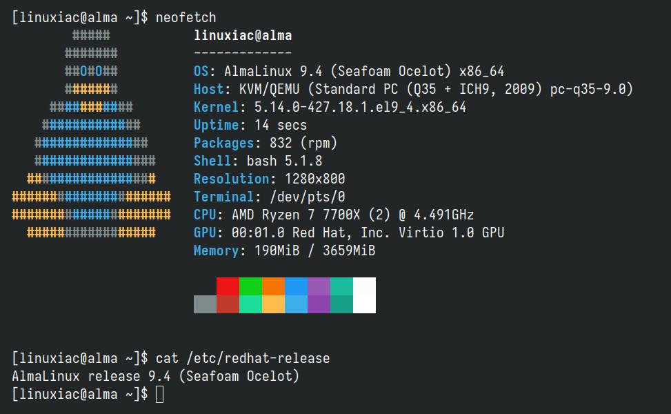 Successful migration from AlmaLinux 8 to AlmaLinux 9.