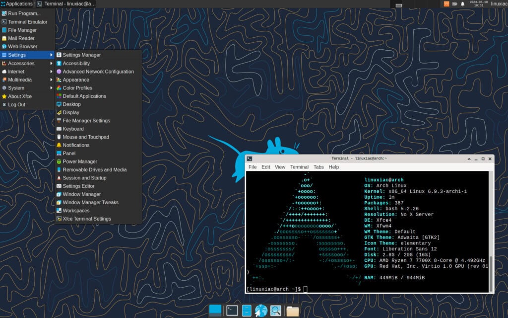 Arch Linux Xfce Desktop