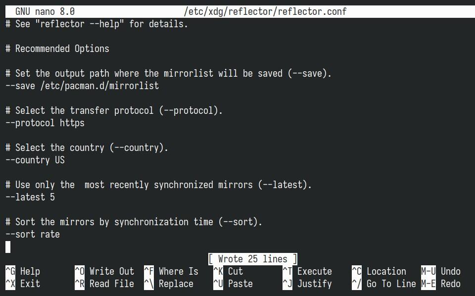 Reflector's service configuration file.