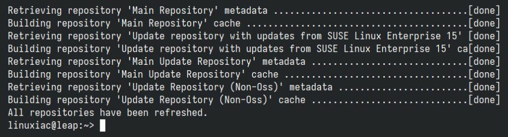 Successfully refreshed the new openSUSE Leap 15.6 repositories.