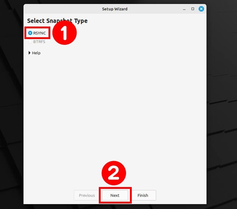 Set initial settings for the Timeshift app.