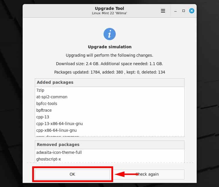 Summary of the software to be downloaded and installed.