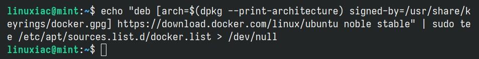 Add the official Docker repository to Linux Mint 22.