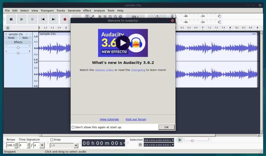 Audacity 3.6.2 free & open-source digital audio editor.