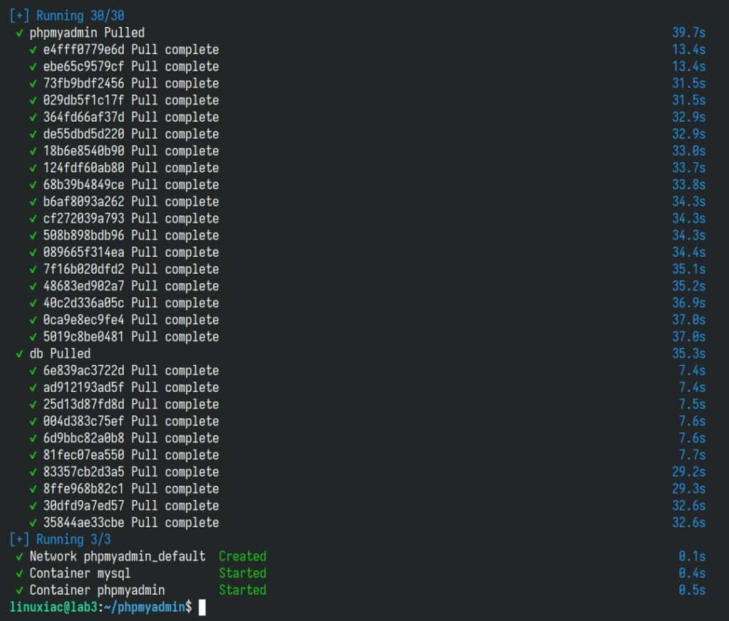 Run phpMyAdmin and MySQL together with Docker Compose.