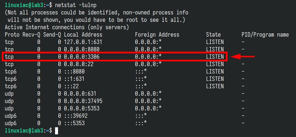 Check ports with the netstat command on Linux.