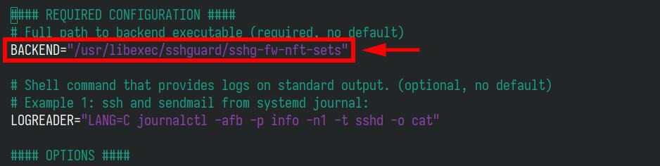 SSHGuard configuration using UFW/nftables.