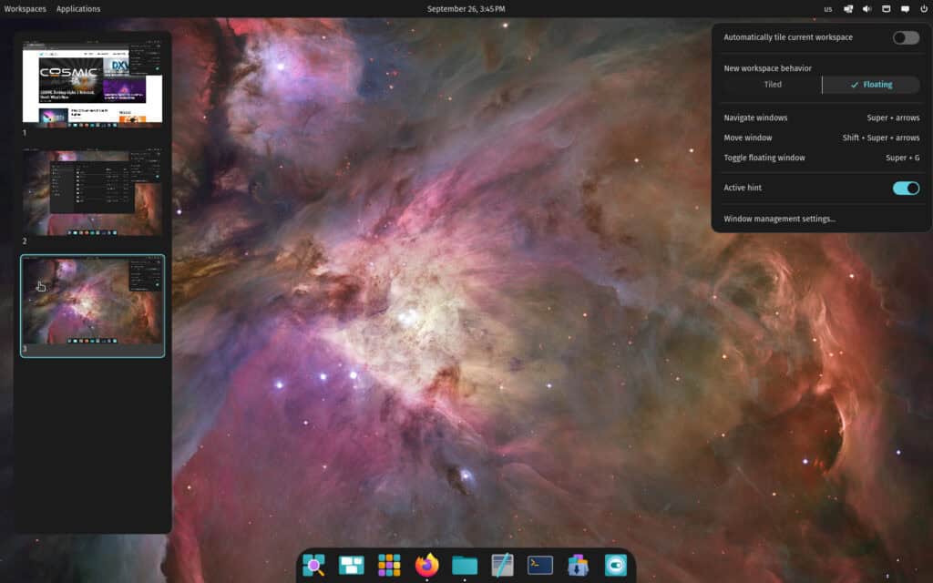 COSMIC Alpha 2 Desktop Environment