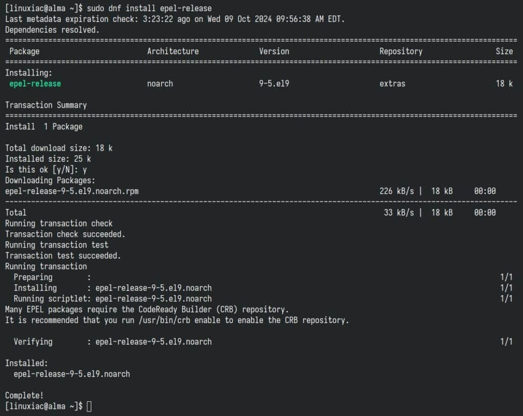 Installing EPEL repo on Enterprise Linux distro.