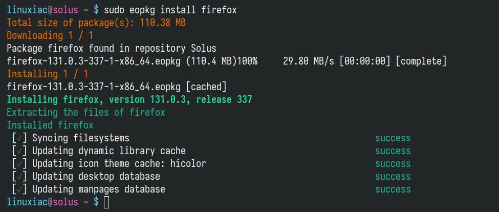 Installing a new package on Solus Linux.