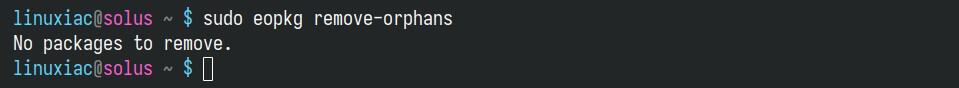 Remove orphaned (unused) packages in Solus Linux.