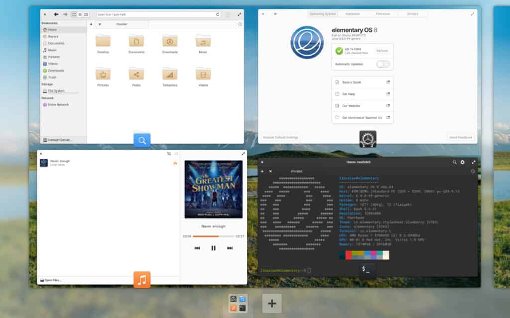 elementary OS 8 multitasking.