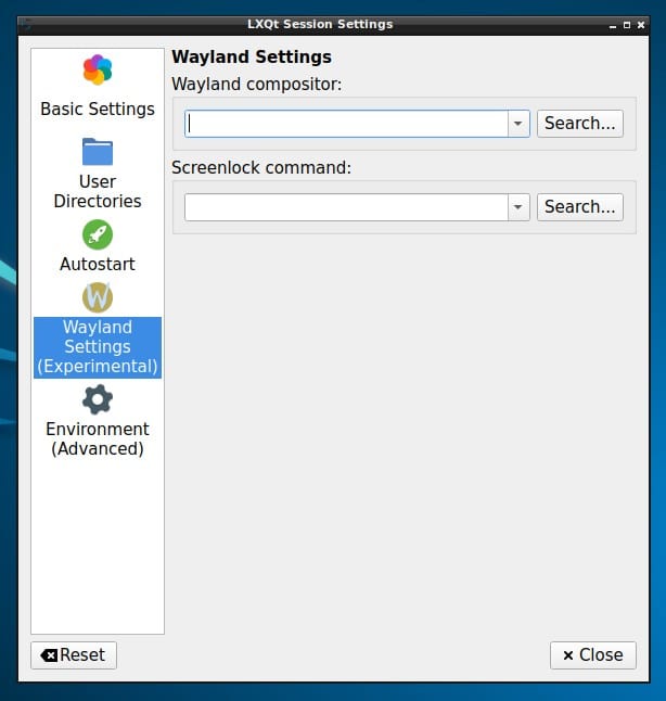 LXQt Wayland Session Settings