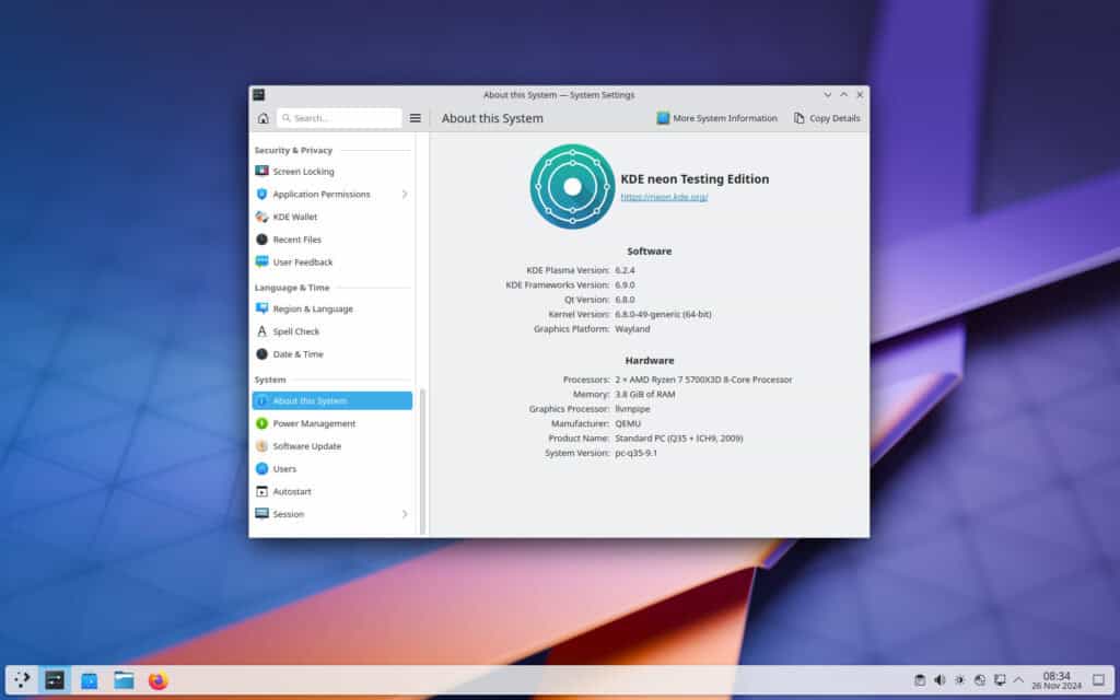 KDE Plasma 6.2.4 Desktop Environment