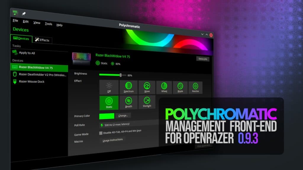 Polychromatic 0.9.3 OpenRazer Front-End Released